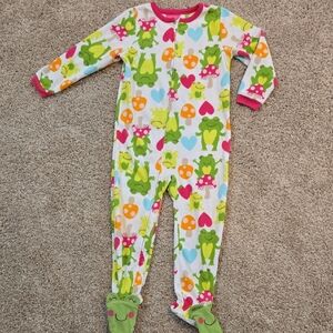 Colorful Frog and Heart Kids One Piece Footie Pajamas
